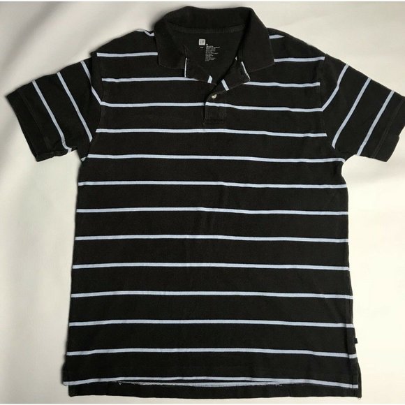 Gap Polo Shirt Mens Size Medium Brown Blue Striped Cotton Short Sleeve - Picture 1 of 3